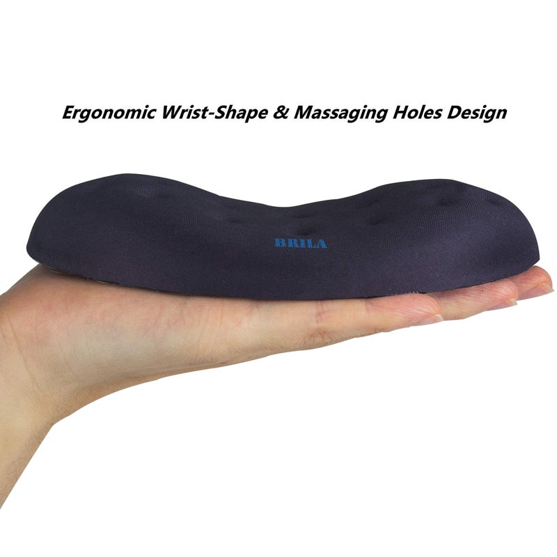 BRILA Upgraded Ergonomic Memory Foam Mouse Wrist Rest Support Pad Cushion for Computer, Laptop, Office Work, PC Gaming - Massage Holes Design Wrist Pain Relief - Image 4